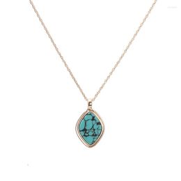 Pendant Necklaces 2023 Short Chain Rhombus Abalone Shell Green Marble Necklace For Women