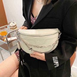 Waist Bags Chain Belt Women Shoulder Crossbody Chest Handbags Fashion Leather Fanny pack And Phone Pack Female 220711