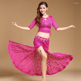 Stage Wear Belly Dancing Suit 2023 Performing Female Adult Long Skirt Lace Open Fairy T740