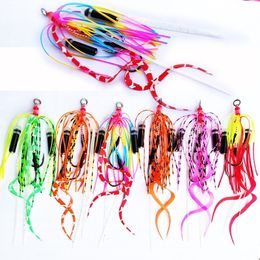 Fishing Hooks 5pcslot Snapper Skirt Silicone Skirt with Bell Rubber Jig Skirt Hooks Jigging Hook Sea Fishing Hook Jig Head Assist Hook 230320