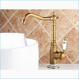 Kitchen Faucets Antique Faucet Oil Rubbed Bronze Retro Brass And Cold Heightening Mixer Tap J14811