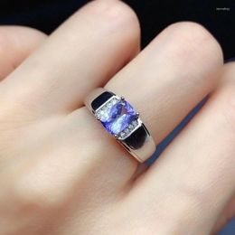 Cluster Rings Real And Natural Tanzanite Ring 925 Sterling Silver Fine Fashion Wedding Super Quality