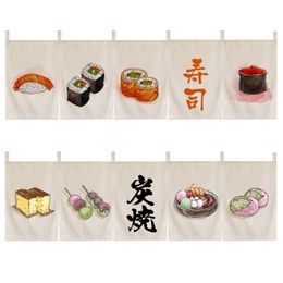 Sheer Curtains Japanese Horizontal Cuisine Sushi Izakaya Ramen Shop Decoration Restaurant Kitchen Door Short 230320