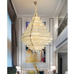 Villa Chandelier Duplex Building Headlight Pyramid-shaped Crystal Lamp High-end Square Lamp Living Room Lamp Engineering Lamp