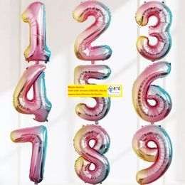 32inch Rainbow Number Foil Balloons Large Digit Helium Balloons Wedding Decorations Birthday Party Supplies Baby Shower