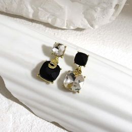 Dangle Earrings Freetry Elegant Asymmetric Black White Crystal For Women Fashion Shiny Rhinestone Small Drop Wedding Jewellery