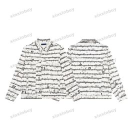 xinxinbuy Men designer Coats Jacket Paris musical notatin Jacquard fabric sets long sleeve women black khaki white S-2XL