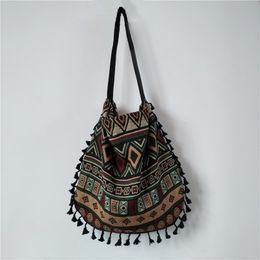 Evening Bags Vintage Bohemian Fringe Shoulder Bag Women Tassel Boho Hippie Gypsy Fringed Womens Handbags Open 230320