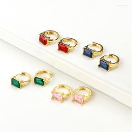 Hoop Earrings WeSparking EMO Colorful Square Zircon Charm Huggie Gold Plated Brass For Women Fashion Jewelry