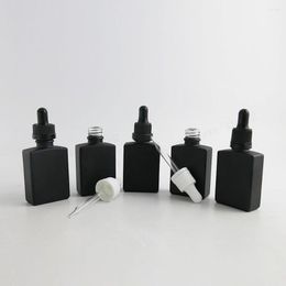 Storage Bottles 12 X 30ml Frost Black Flat Square Glass With Tamper Evident Dropper 1oz Liquid Save Containers Vials