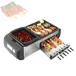 Electric Grill Hotpot Non-Stick Barbecue Toaster Oven 3In 1 2 Flavour Hot Pot Multi Cooker