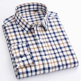 Men's Casual Shirts 8XL 11 Colour Cotton Oxford Striped Plaid Longsleeve Shirt for Men Dress Shirts High Quality Pure Colour Business Button Up Shirt 230320