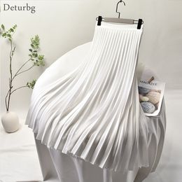 Skirts Women's Elegant Sector Pleated Twill Skirt With Chiffon Liner Female High Waist Side Zipper White Long Skirts Spring SK521 230317