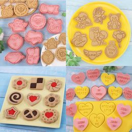 Baking Moulds 8Pcs/set Sandwich Jam Cookie Cutter 3D Retro Chocolate Sauce Biscuit Making Mould Fondant Embossed Stamps Kitchen Tools