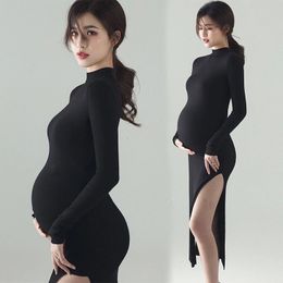Maternity Dresses Black Sexy Pography Props Split Side Long Pregnancy Clothes Po Shoot For Pregnant Women Dress 230320