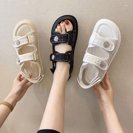 Sandals 2023 Platform Women Lattice Round Toe Plaid Cloth Summer Casual Ladies Outdoor Shoes Zapatos De Mujer Sandels