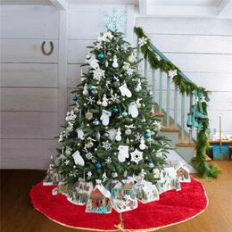 Christmas Decorations Long Hair Non-woven Tree Skirt Ornament 35inch Diameter Carpet #4e05