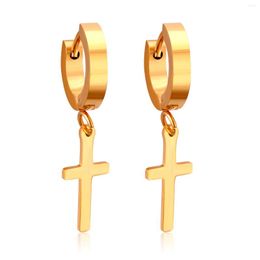 Stud Earrings ASON Stainles Steel Cross Punk Hoop Pendientes Jewelry For Cool Women Girls Men Accessories Friendship Christma Gift