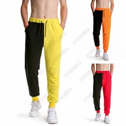 Mens Pants Black Yellow Patchwork Joggers Pants Men Winter Thicken Sports Jogging Sweatpants Men Streetwear Casual Clothing Pantalones 230320