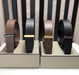 Gold Buckle Reversible Black Brown Leather Belt Classic Leather Men Casual/Dress Belts Waistband Casual Belt with Box
