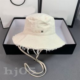 Bucket hat letter luxury hat for men casual breathable silver plated letter casquette frayed wide brim drawstring adjustable fashion designer hat PJ027 C23