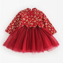 Girl's Dresses Christmas Princess Dress For Girls Plus Velvet Thicken Warm Winter Infant Baby Clothes Chinese Style Year Kids Tutu Dresses 230320