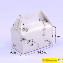 Marble Design Paper Wrap Box Chocolate Cake Party Cookies Gift Case With Handle Food Storage Packing Boxes