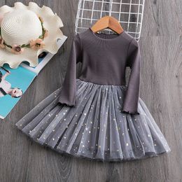 Girl's Dresses Little Girl Dress Long Sleeve Knit Dresses Children Casual Clothing Kids Baby Girl Clothes 1 to 4 Years Tutu Birthday Party Wear 230320