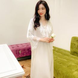 Women's Sleepwear Sexy Clothes Lace Robe Silk Home Wear Pyjamas Satin Dress Sleeping Fantasy Nightgown Womens Nighty Ladies RomanticWomen's