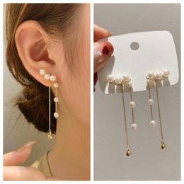 Dangle Earrings 925 Silver Needle Fashion Pearl Tassel Long Simple And Advanced Personality Earring For Women Jewelry