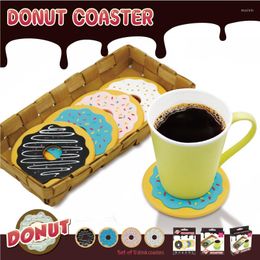 Table Mats 4pcs Cute Donuts Non-slip Creative Home Kitchen Potholder Biscuit Cookie Environmental Plastic