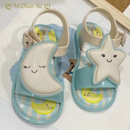 Sandals Melissa Jelly Shoes Girls Open Toe Childrens Moon Stars Luminous Baby Girl 230317
