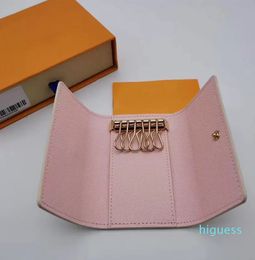 Designer-Top Quality Key Wallets old flower famous classical designer womens 6 key holder Luxury Genuine Leather purse mens card holders Hasp imitation wallet key
