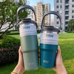 Water Bottles 1pcs Tyeso Coffee Cup DoubleLayer Thermal Insulation And Cold Storage Ice LargeCapacity Stainless Steel DoubleDrink Car 230320