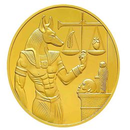 Gold Plated Egypt Death Protector Anubis Coin Copy Coins Egyptian God Of Death Commemorative Coins Collection Gift