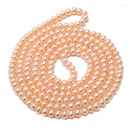 Chains Pearl Super Long Sweater Necklace Natural Freshwater 6-7mm Pink Cultured 47" Women Jewel