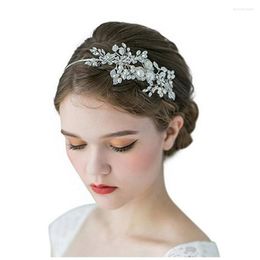 Headpieces Luxury Clear Crystal Bridal Headband Pearls Wedding Hair Accessories Headpiece Women Crowns Pageant Vine