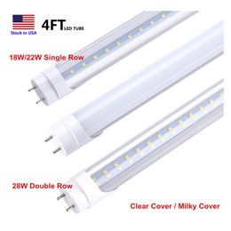 Led Tubes T8 T10 T12 4Ft Tube Light 18W 22W 28W 6000K 5000K 4 Foot Fluorescent Replacement Dual Ended Power Ballast Bypass Shop Lamp Dh1My