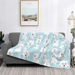 Blankets Westie Cute Puppy Blankets West Highland Terrier Dog Flannel Throw Blanket Aeroplane Travel Printed Soft Warm Bedspread 230320