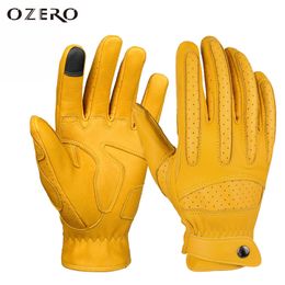 Cycling Gloves OZERO Mens Touch Screen Gloves Leather Motorcycle Glove Outdoor sport Full Finger Cycling Mountain Bicycle Guantes Moto Gloves 230317