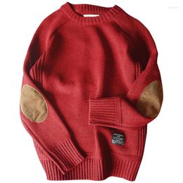 Men's Sweaters Men's Winter Pullover Fashion Patch Round Neck Knitted Sweater Retro Harajuku Street Casual Warm Large 5XL