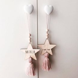 Decorative Figurines Nordic Style Wall Hanging Ornament For Pography Props Cute Star Shape Wooden Beads Tassel Pendant Baby Room Decoration