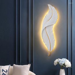 Wall Lamp Modern LED Feather Light Nordic White Iron For Bedroom Bedside Living Room Background Bathroom Mirror Sconce