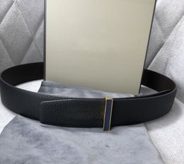 Men Leather Belt Gold Buckle insert Soft Grain Belt Black / Gold Classic Leather Men Casual/Dress Belts Waistband Casual Belt with Box