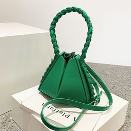 Evening Bags Mini Weave Rope Handle Fashion Fold Over for Women Luxury Designer Shoulder Brand Triangle Female Handbag Cute Tote 230320