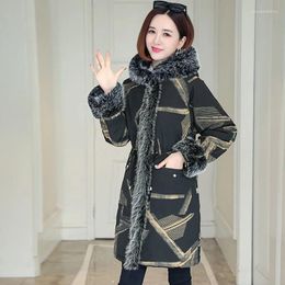 Women's Trench Coats 2023 Winter Big Fur Collar Coat Fashion Stitching Long Hooded Thick Warm Parka Woman Plus Size All-match Jacket