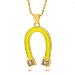 Pendant Necklaces 45cm Casual All-match Hip-hop Style Pink Yellow Orange Black White U-shaped Men's And Women's Necklace 2023