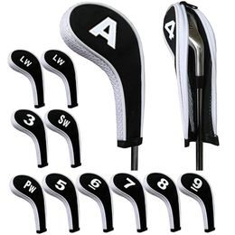 Other Golf Products High Quality 12Pcs Rubber Neoprene Golf Head Cover Golf Club Iron Putter Protect Set Number Printed With Zipper Long 8562