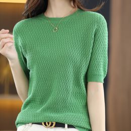 Women's T-Shirt BELIARST 100%Pure Cotton Short Sleeves Summer Women's Round Neck Pullover Top Loose Knitted Strap Vest Fashion T-Shirt 230320
