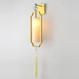 Wall Lamps Led Indoor Chinese Copper Color Minimalist Fashion Designer Model Room Living El Club Classical Zen Lamp